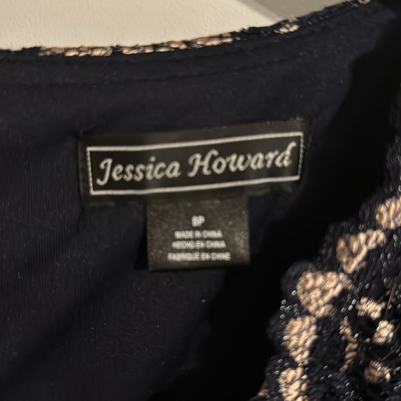 Jessica Howard 8P Navy Blue Dress. Stunning Timeless Classic with Sheer Shawl - Picture 5 of 10